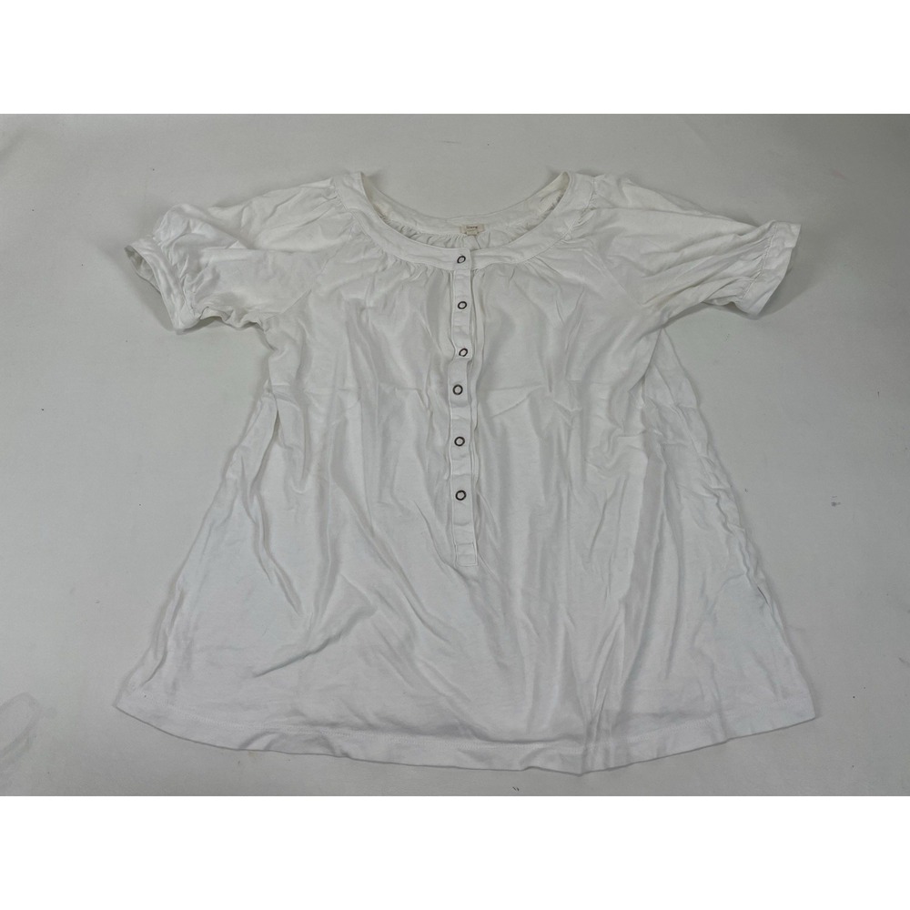 J Crew Button Up Blouse Short Ruffled Sleeves Womens Size S White